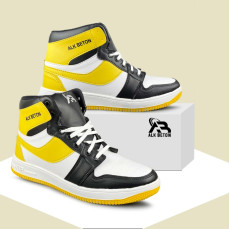 High Tops Mens Sneakers Synthetic Shoes Yellow Black MK